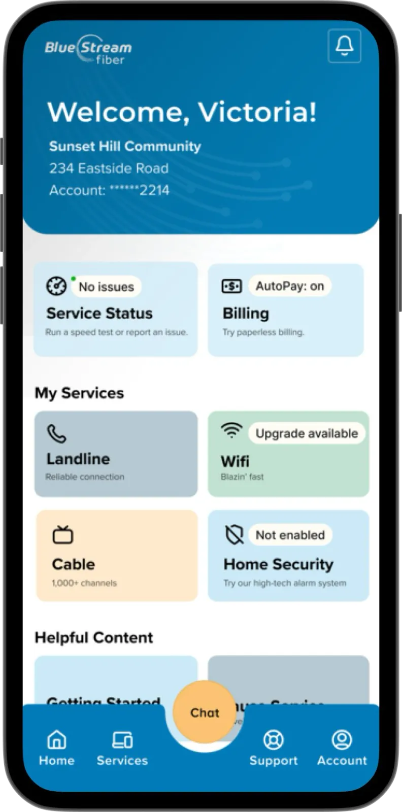 The BlueStream customer app