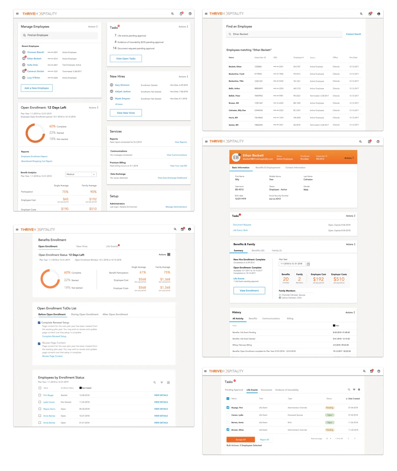 The redesigned New HR Experience screens