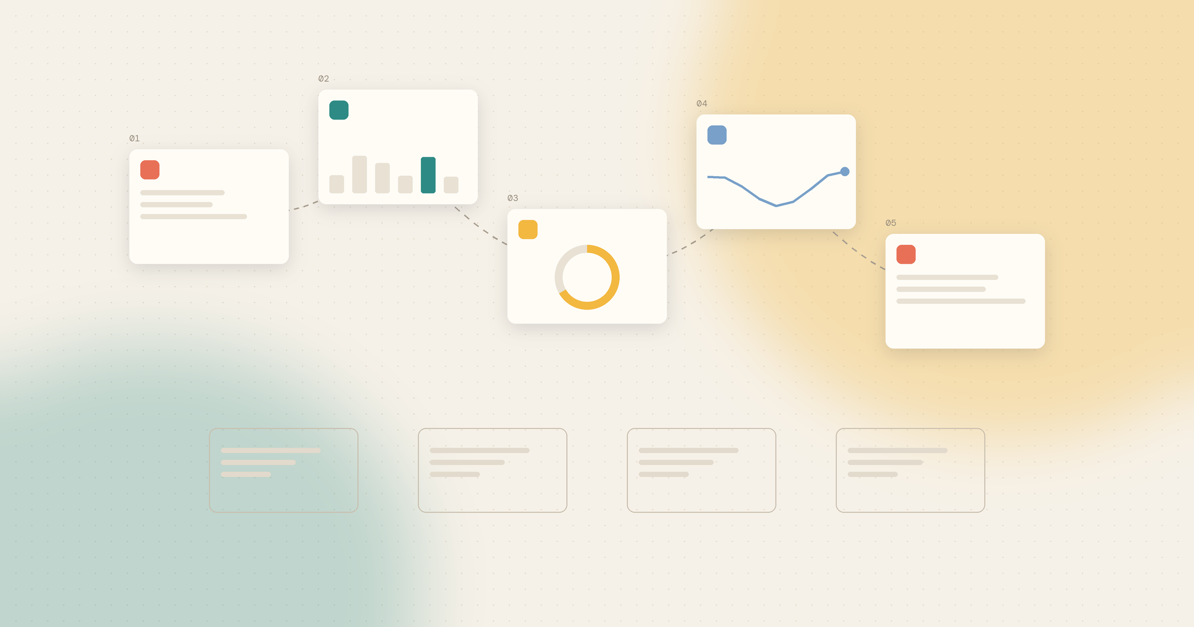 Abstract illustration of connected idea cards